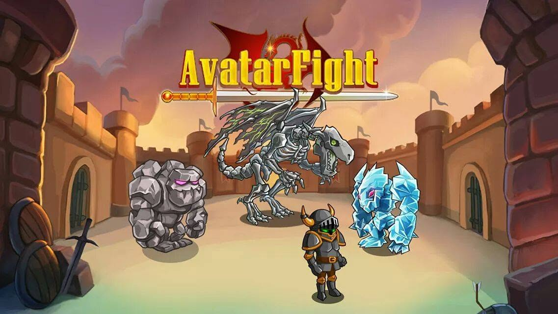 Avatar Fight's knight, dragon and golems in the arena